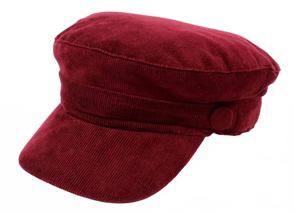 NEW HANNA HATS OF DONEGAL women's wild atlantic cap in wine corduroy